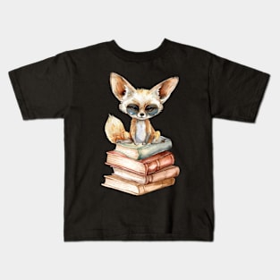 Fennec Fox And Books Kids T-Shirt